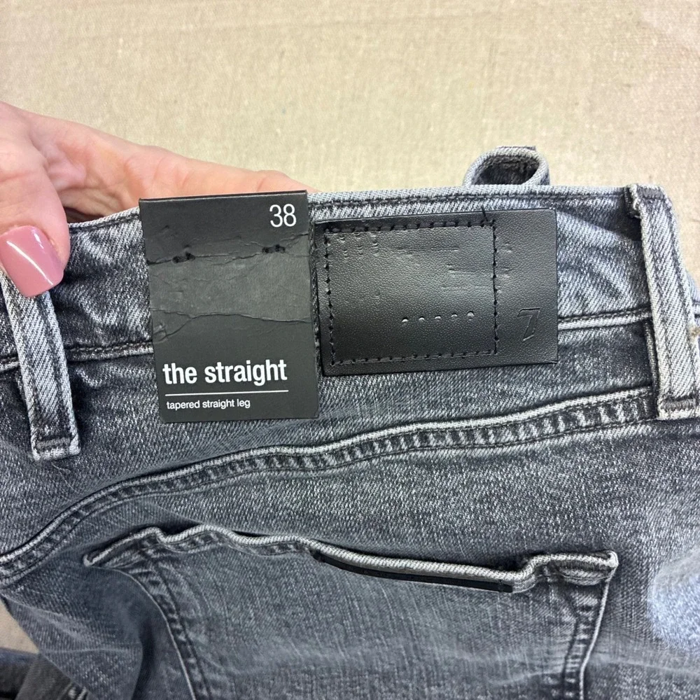 7 For All Mankind The Straight Jeans Mens 38 Gray New Distressed Indie Sleeze